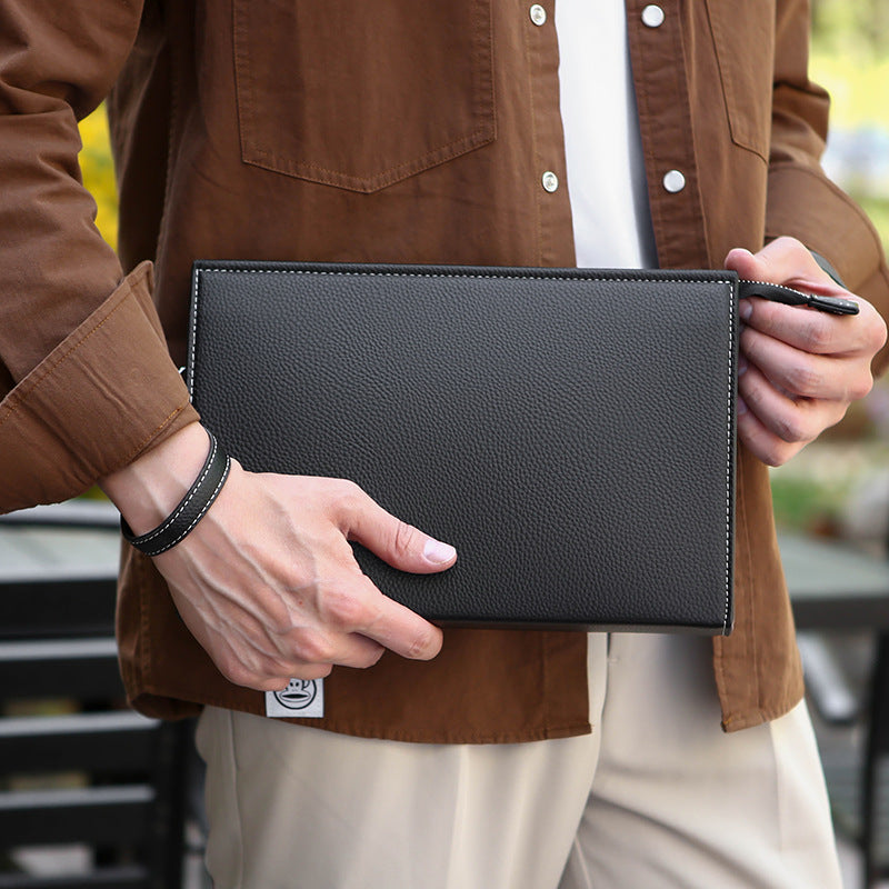 New Clutch Men's Briefcase Soft Leather Fashion Trendy Casual Business